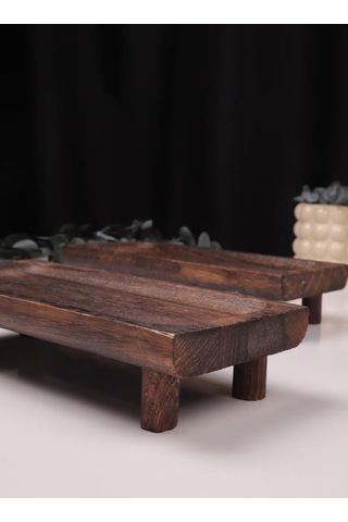 Bambum 2 Parça Pavlonya Noble Ahşap Sunum Ve Servis Seti Dikdörtgen Servis Tabakları Ahşap