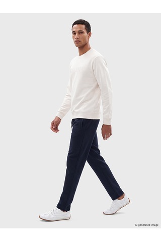 Lcw Vision Gri Bisiklet Yaka Baskılı Erkek Kalın Sweatshirt