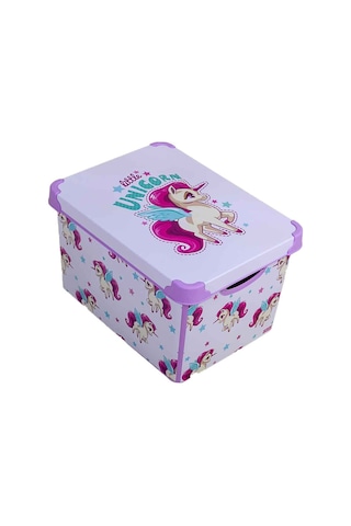 Style Box Unicorn Dekoratif Kutu Set - 2x 20 Litre Gri Çok Renkli