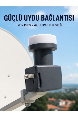 4k Ultra Hd Twin Lnb Çift Uydu Çıkışlı Ku Band Çanak Anten Lnb 0.1 Db - Lisinya
