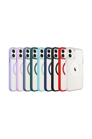 Apple Uyumlu iPhone 11 Uyumlu Wireless Şarj Özellikli Zore Krom Magsafe Silikon Kılıf-lavendery Gray Lavendery Gray -