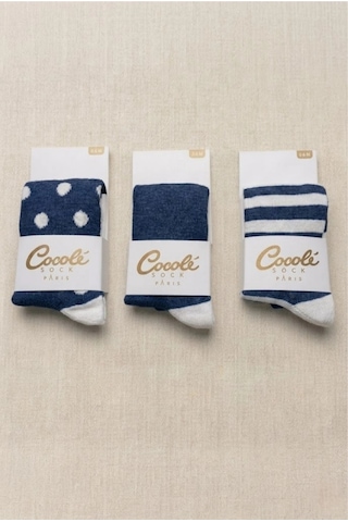Cocole Socks Erkek Bebek Külotlu Çorabı 3'lü Set Pamuklu Lacivert 0-24 Ay Çok Renkli
