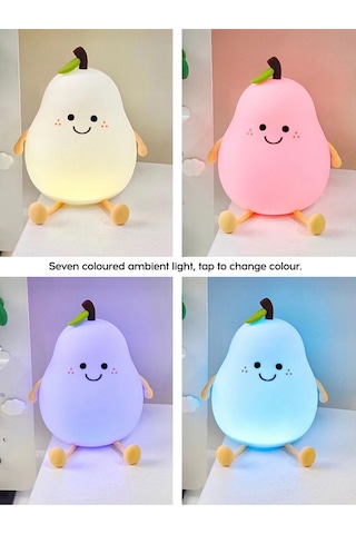 Ruicoo Armut Şekilli Bebek Gece Lambası - 7 Renkli, Usb Şarjlı, Yumuşak Dokunuşlu Haki