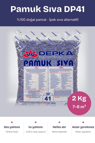 Depka Pamuk Sıva Dp41 2 Kg 7-8 M² İpek Sıva Alternatifi Isı Ve Ses Yalıtımlı Dekoratif Sıva