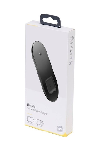Baseus Simple 24W 2in1 Apple Uyumlu iPhone Airpods Amerikan Adaptörlü Kablosuz Şarj Cihazı