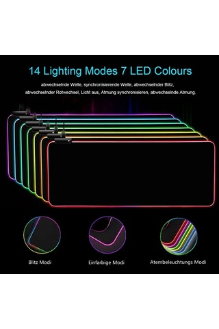 Owege Oyun Fare Altlığı Xxl 800 X 300 Mm Rgb Fare Altlığı, Büyük,