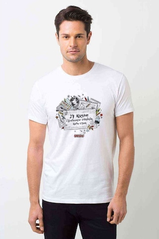 Kasım Öğretmenler Günü Kutlu Olsun Baskılı Beyaz Erkek Tshirt
