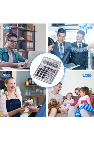 Singree 12 Haneli Büyük Ekranlı Hesap Makinesi - Çince Sesli, Müzik Çalma, Zaman/tarih Ayarı, Alarm, Çift Katlı Tuşlar Pil Yok Gümüş