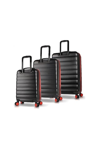 My Valiz Colors Abs Kabin Orta Ve Büyük Boy Siyah 3'lü Valiz Seti Çok Renkli