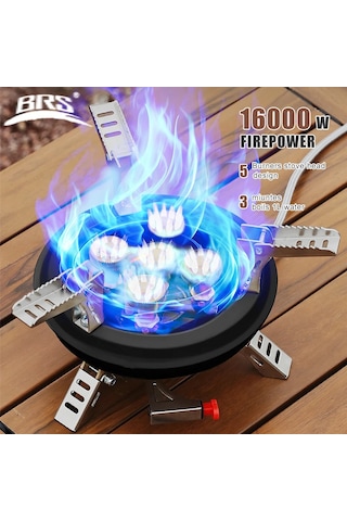 Zilinn Brs-201a Taşınabilir Kamp Gaz Sobası 16000w Yüksek Basınçlı Propan Bütan Gaz Brülörü Piezo Ateşlemeli Açık Acil Durum Sobası Siyah