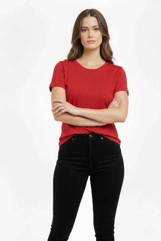 Butik İstanbul T-shirt Bisiklet Yaka Slim Fit Likralı Tişört Günlük Basic Body - Kırmızı