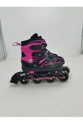 Vadi Pembe Çift Sıra Alüminyum Gövdeli Işıklı Silikon Teker Ayarlanabilir Alıştırma Pateni + Çanta Pembe