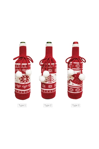 Ruicoo Noel Dekorasyonu Açık Renkli Akrilik Triko Şarap Flasörü - Ev & Restoran Partileri İçin Dayanıklı Dekoratif Kılıf