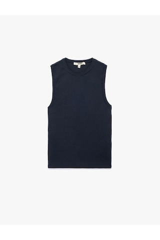 Koton Regular Fit Bisiklet Yaka Kolsuz Triko Bluz Lacivert 6wak30003ht Lacivert
