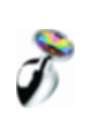 Zaga Oyun Metal Elmas Taşlı Anal Plug Rainbow Orta Boy