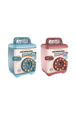 Tongxida Çocuklar Çok İşlevli Kendiliğinden Yuvarlanan Madeni Para Kumbarası Karikatür Kasa, Renk: Pembe - Şifre Parmak İzi, F