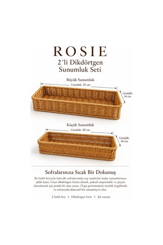 Rosıe 2 Li Dikdörtgen Hasır Görünümlü Sunumluk Karışık