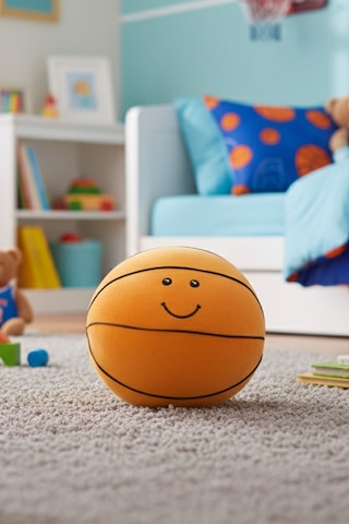 Peluş Basketbol Topu Oyuncak Yastık Dekoratif Spor Figürü Hediyelik Eşya Turuncu