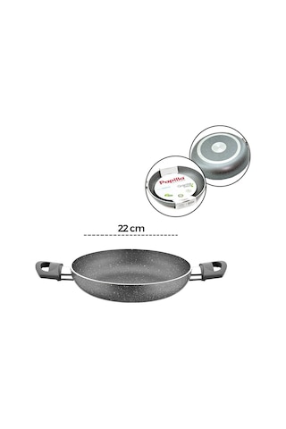Papilla Fred 22 Cm Granit Sahan - Çift Saplı Gri Kırçıllı Brkt-712289- 12'li Paket Diğer