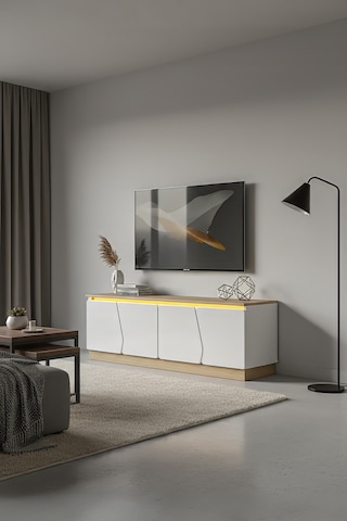 Bohem 150 Cm Tv Ünitesi Ledli Mdf Kapak Beyaz