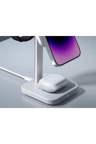Esr 3 İn 1 17.5 W Hızlı Şarj Standı iOS Watch + Apple Uyumlu AirPods Beyaz
