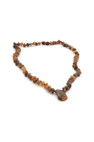 Pigado Parça Kesim Gerçek Damla Kehribar Kolye Cilasız 45 Cm Çok Renkli