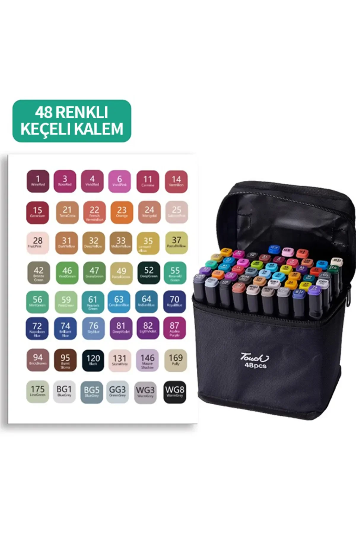 48 Renkli Çift Uçlu Kalın/ince Uçlu Keçeli Marker Seti - Profesyonel Çizim Ve Boyama