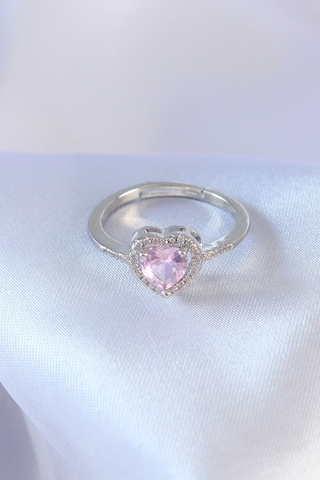 Zarif Kadın İçin Silver Pirinç Pembe Zirkonlu Kalp Charm Yüzük Diğer