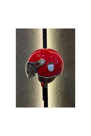 Retro Açık Kask Kırmızı Kırmızı