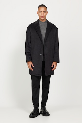 Ac&Co / Altınyıldız Classics Erkek Antrasıt Oversize Fit Bol Kesim Mono Yaka Desenli Palto Antrasit