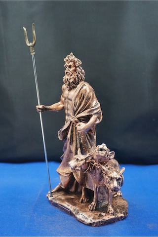Hades Heykel Biblo Tasarım 25 Cm Mitolojik Obje Hediyelik Eşya Ev Dekor Bakır
