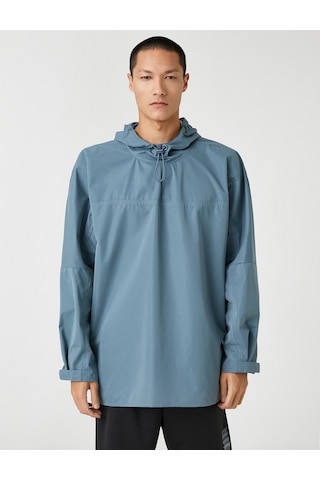 Koton Spor Oversize Yağmurluk Kapşonlu Uzun Kollu Su Geçirmez Mavi-gri 3wam20004nw Mavi - Gri