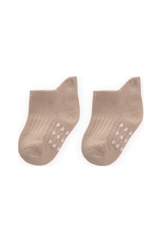Cigit Abs Baskılı Bebe Patik Çorabı 0-4 Yaş Bej Bej