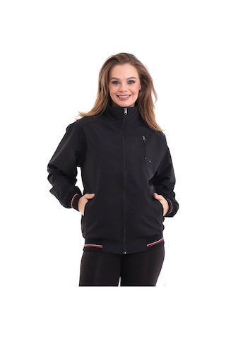 Euromoda Everest Kadın Mevsimlik Dik Yaka Astarlı Cepli Su İtici Oversize-Sıyah-Sıyah Siyah