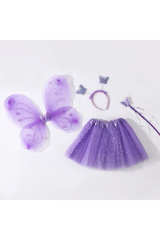Mor Doğum Günü Partisi İçin Kız Bebekler Ve Çubuklar Ve Etekler 4pc Mor
