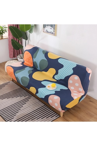 Geeksen Yaygın Polyester Baskılı Tekstil, Kaymazsız, Makine Yıkama Uyumlu, Kollü Olmayan Koltuk Yatağı Koruyucu Örtüsü 160-190cm Uzunluk Çok Renkli