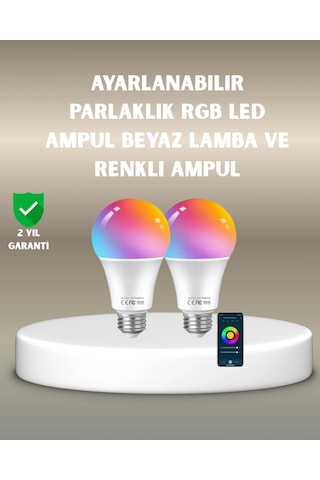 Mey İthalat Rgbw Teknolojili Akıllı Led Ampul, Zamanlayıcılı Çok Renkli 78971192
