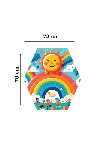 Rengarenk Gökkuşağı Desenli Altıgen Çıtalı Uçurtma- Kolay Kurulum