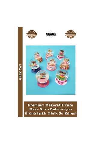 Premium Dekoratif Küre Masa Süsü Dekorasyon Ürünü Işıklı Minik Su Küresi Çok Renkli