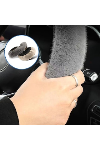 Gri Seametal Kış Sıcak Peluş Araba Direksiyon Araba İç Aksesuarları Kapakları