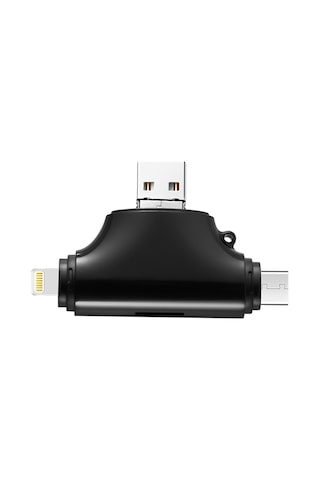 Microcase AL2743 4 in 1 SD Kart Okuyucu Type-C Lightning Micro USB to USB Çevirici Siyah