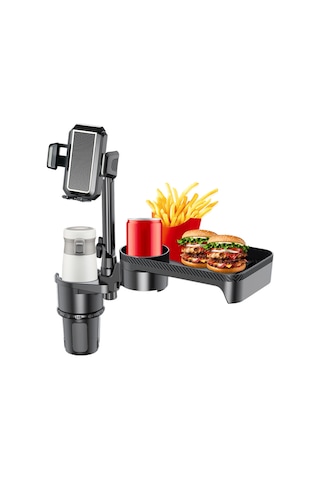 Tenfowee Araç İçi 360 Döner Tepsi Ve Telefon Tutucu, Gri Renk, Küçük Boy, Sb-3077 Model