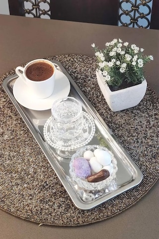 Çelik Servis Sunum Tepsisi Kahve Tepsisi Çok Renkli
