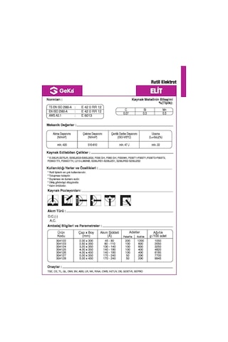Geka Elit Rutil Kaynak Elektrod E6013 4.00X350 MM