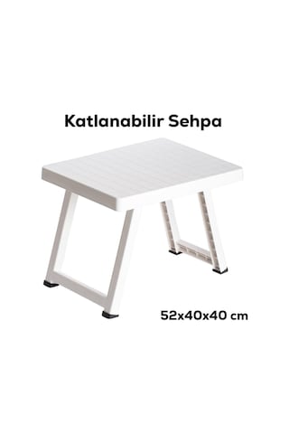 Katlanır Plastik Kamp Sehpası Beyaz