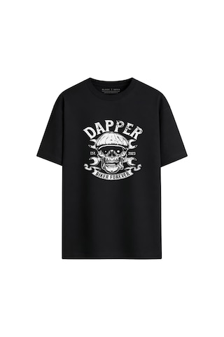 Black Nova Oversize Baskılı Unisex %100 Pamuk T-shirt Dapper Siyah