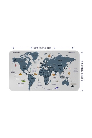 Türkçe Eğitici Ülke Ve Başkent Detaylı Atlası Dünya Haritası Duvar Sticker -60x105-3832 - Renkli Çok Renkli