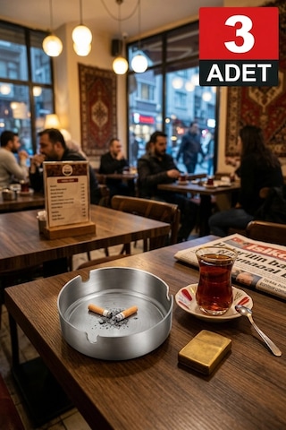 3 Adet Premium Paslanmaz Çelik Krom Küllük 10 Cm Geniş Boyutlu, Modern İç Mekan Çözümleri