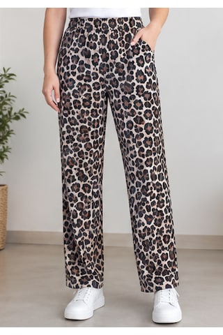 Cocosushicooo Leopar Desenli Beli Lastikli Rahat Kalıp Kadın Pantolon Büyük Beden
