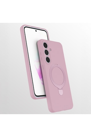 Samsung Galaxy Uyumlu S25 Fe Kılıf M-safe Şarj Özellikli Standlı Zore Samara Kapak Pembe